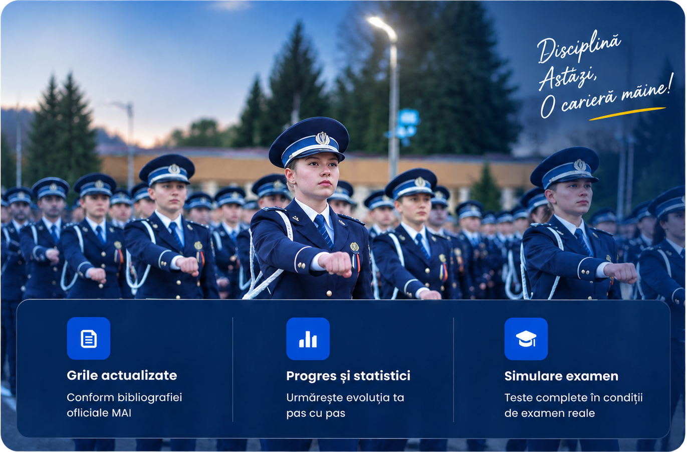 Candidați la admiterea în Poliție, cu mesajul Disciplină astăzi, o carieră mâine